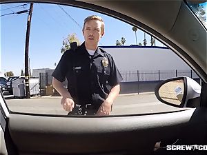 CAUGHT! black chick gets splattered deep throating off a cop