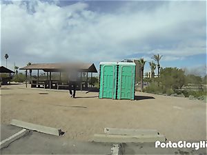 Porta Gloryhole towheaded cougar fellating did in the desert